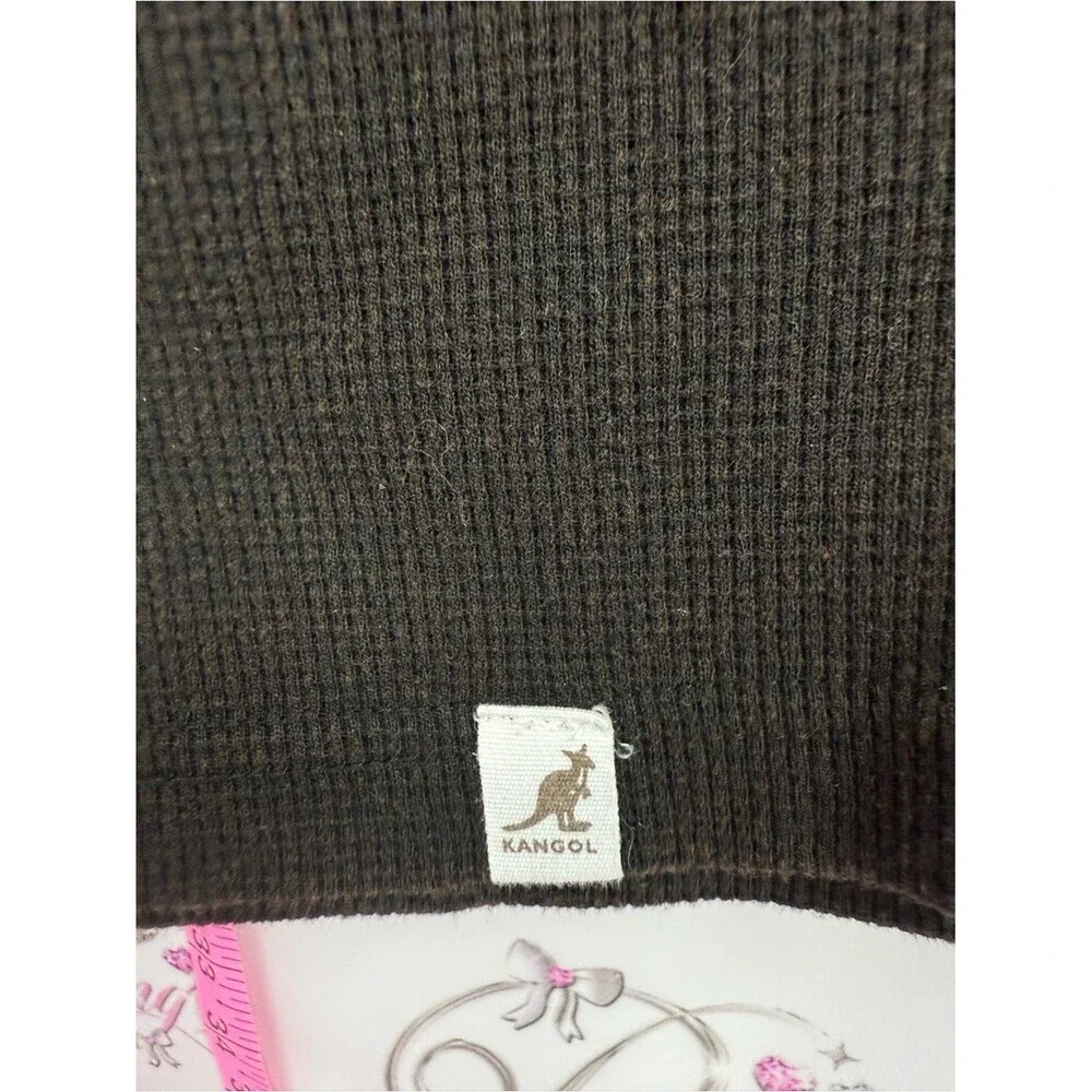 Kangol shirt waffle knit Men’s Short Sleeve Henley Shirt in grey Dark Brown